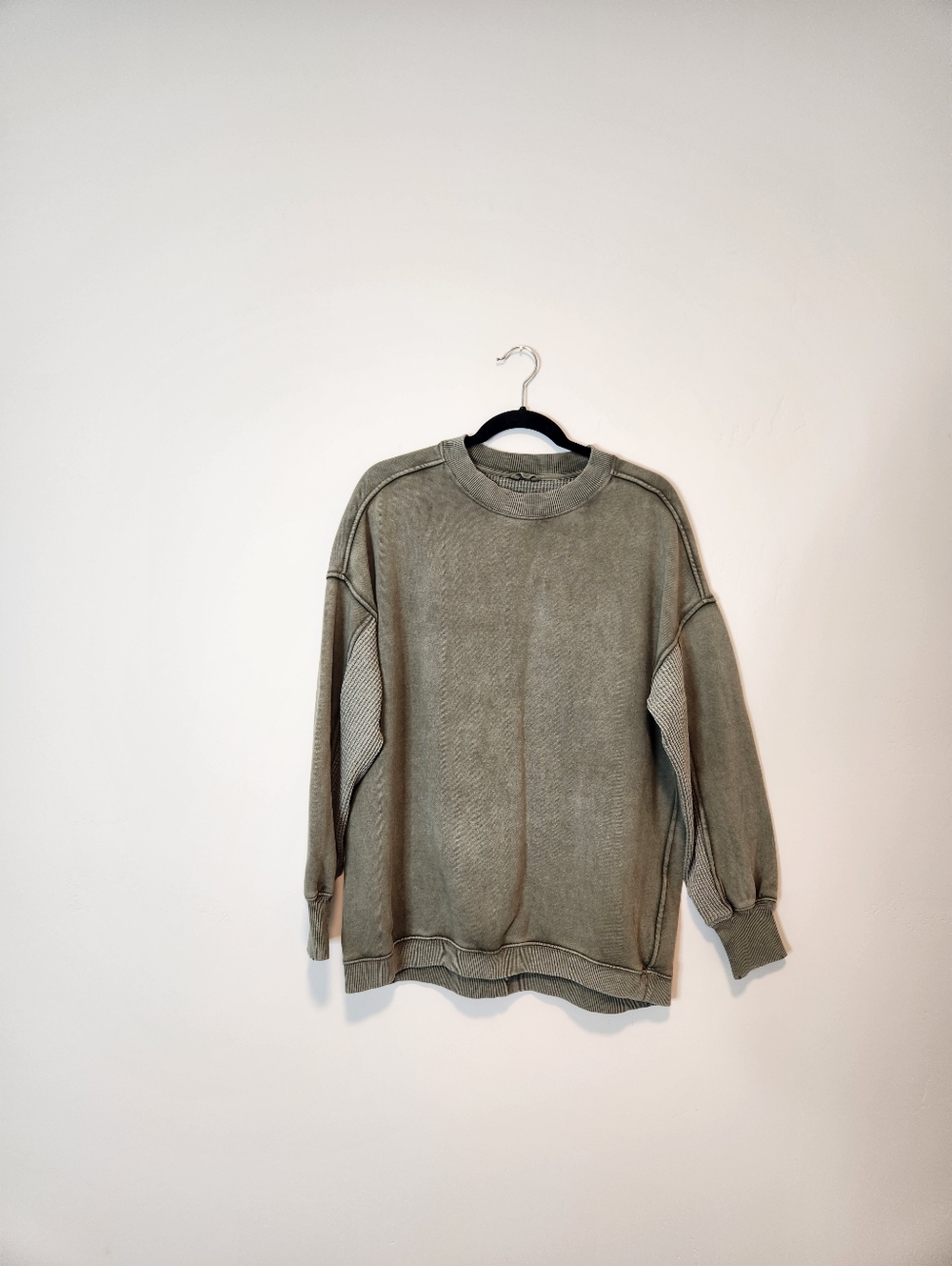 Aerie Oversized Crewneck Sweatshirt Olive Green Size XS